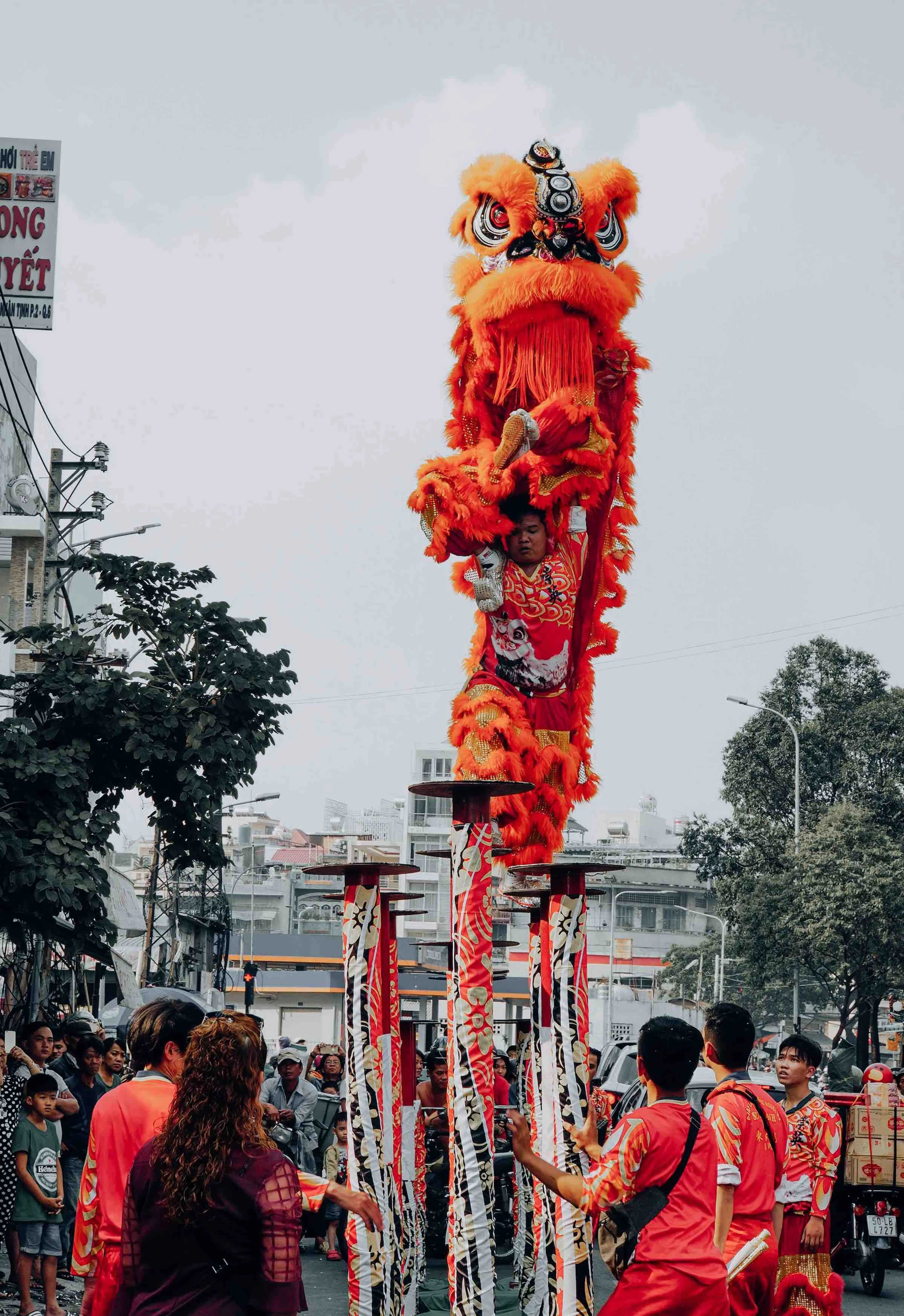 Lion dance in New Year Festival of Vietnam